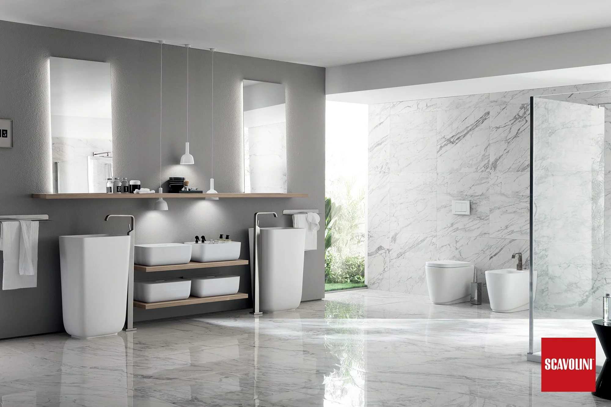 Fusione tra creatività italiana e stile giapponese: il contenitore dà ordine all'ambiente e il mensolone in legno, dall'aspetto essenziale, si adatta a ogni configurazione.